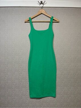 S Zara Kelly Green Tank Midi Dress Sleeveless Bodycon